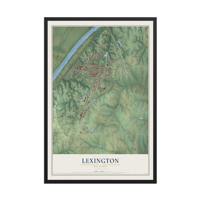 Map of Lexington, Missouri, 12 x 18 inch print in a black wood frame