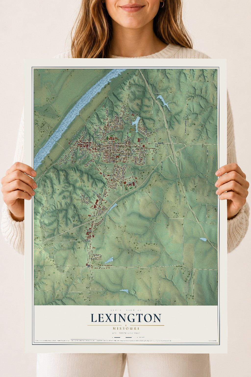 Map of Lexington, Missouri, 18 x 24 inch unframed archival matte print