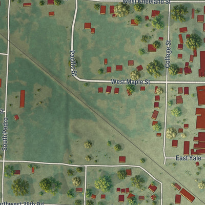 Second close-up of the map of Liberal, Missouri print showing more streets and buildings