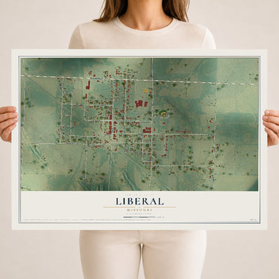Map of Liberal, Missouri, 18 x 24 inch unframed archival matte print