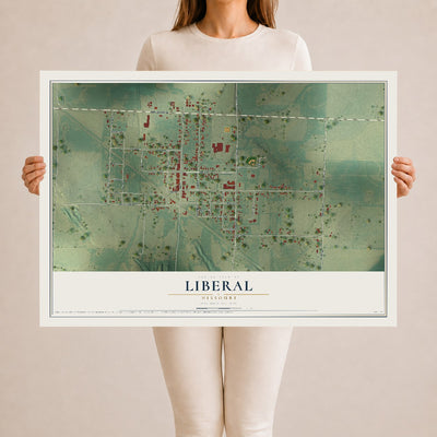 Map of Liberal, Missouri, 24 x 36 inch unframed archival matte print