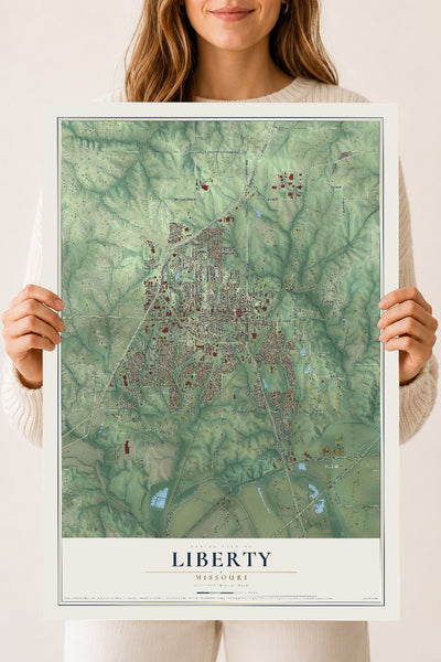 Map of Liberty, Missouri, 18 x 24 inch unframed archival matte print