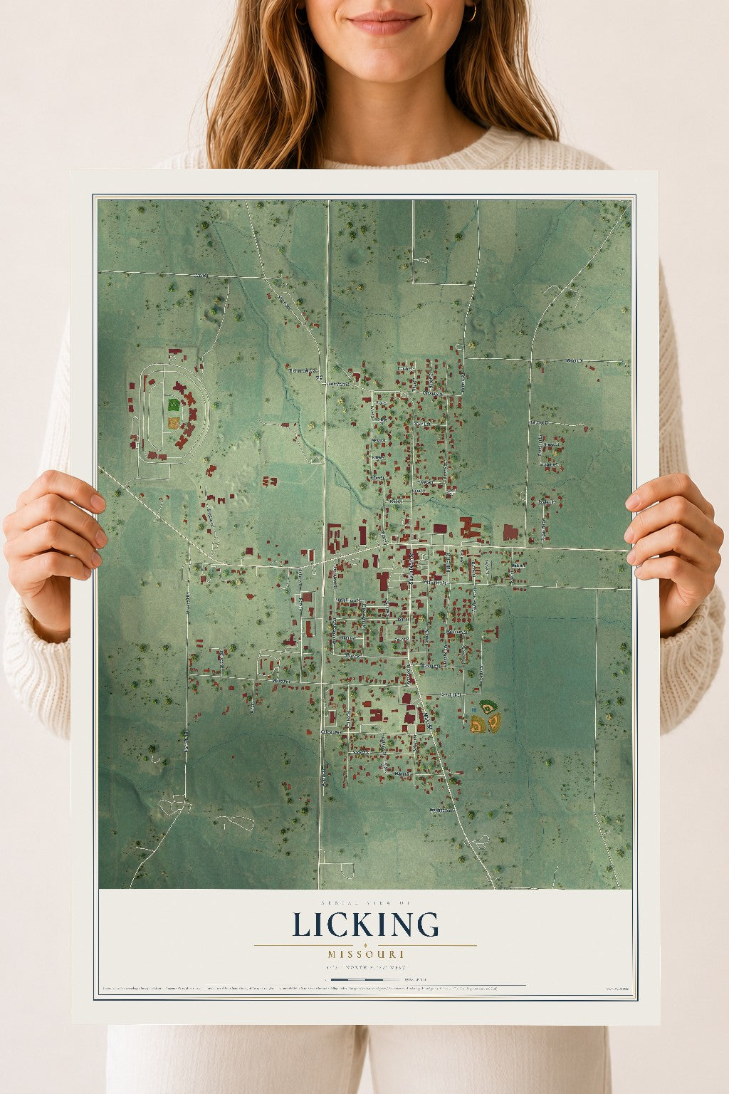 Map of Licking, Missouri, 18 x 24 inch unframed archival matte print