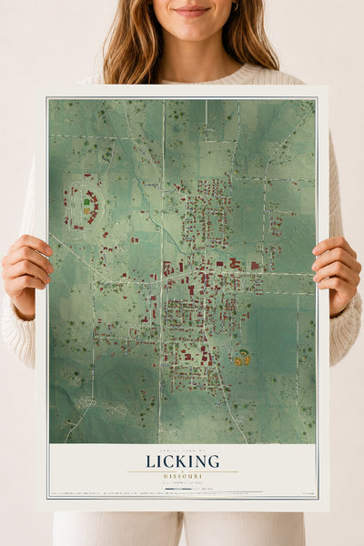 Map of Licking, Missouri, 18 x 24 inch unframed archival matte print