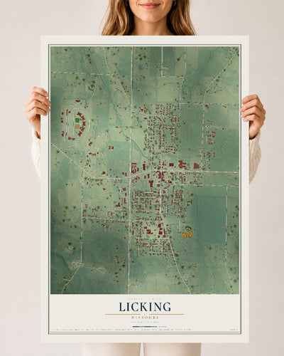 Map of Licking, Missouri, 24 x 36 inch unframed archival matte print