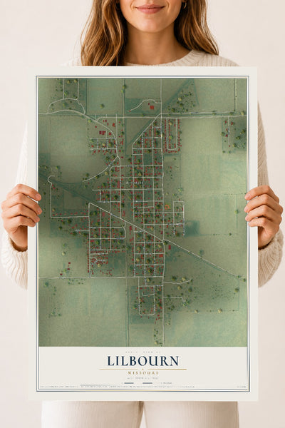 Map of Lilbourn, Missouri, 18 x 24 inch unframed archival matte print