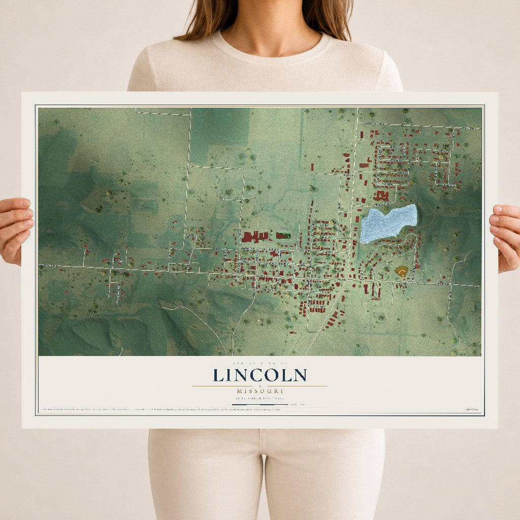 Map of Lincoln, Missouri, 18 x 24 inch unframed archival matte print