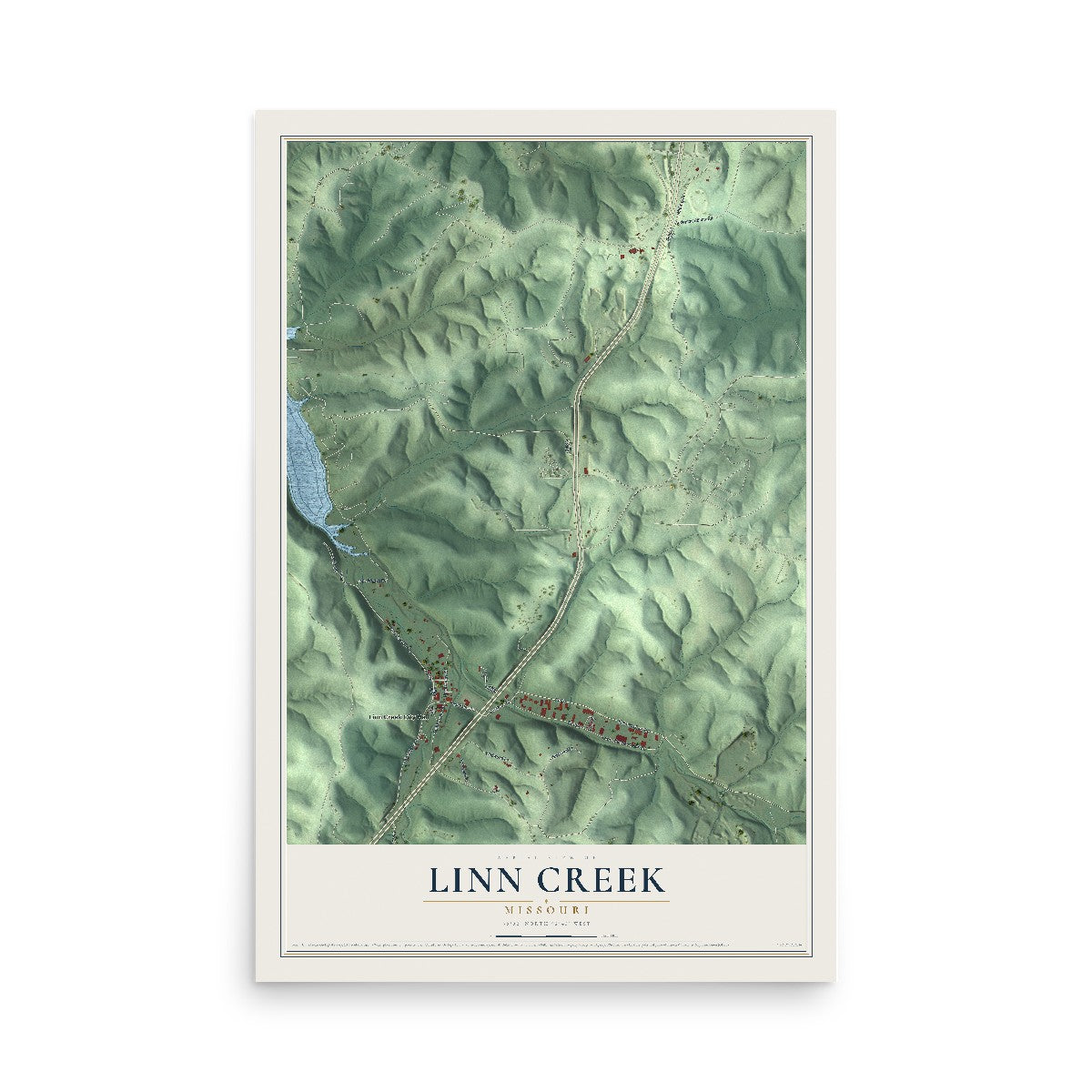 Map of Linn Creek, Missouri, 12 x 18 inch unframed archival matte print