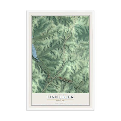 Map of Linn Creek, Missouri, 12 x 18 inch print in a white wood frame