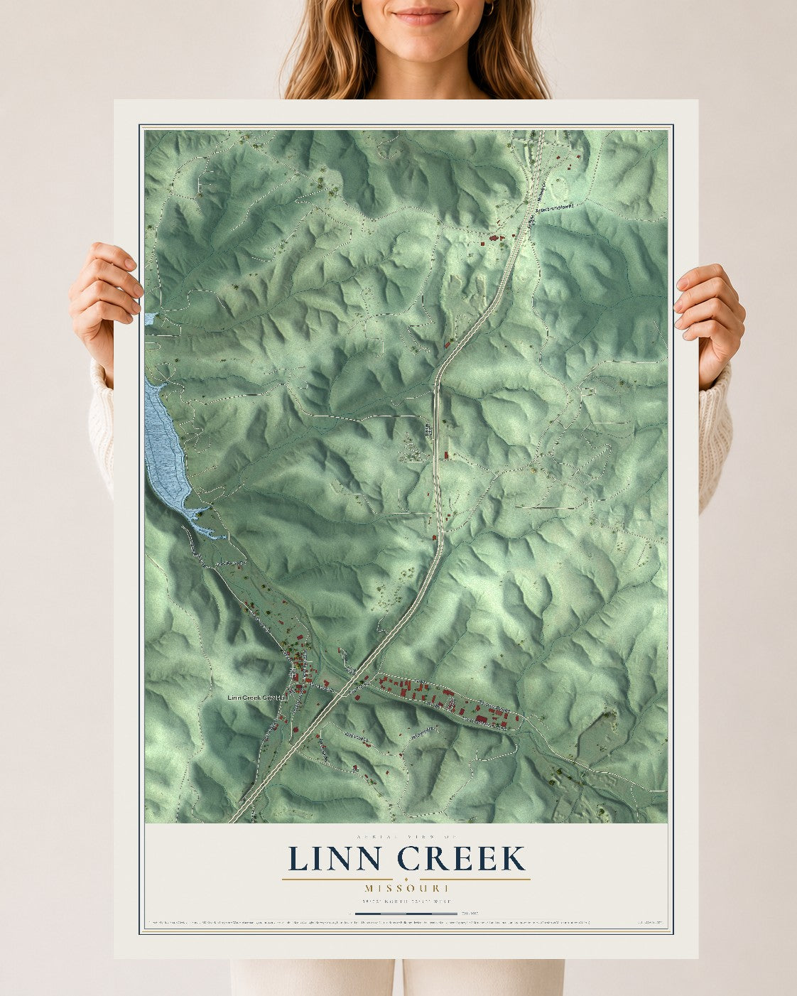 Map of Linn Creek, Missouri, 24 x 36 inch unframed archival matte print