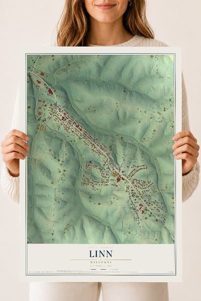 Map of Linn, Missouri, 18 x 24 inch unframed archival matte print