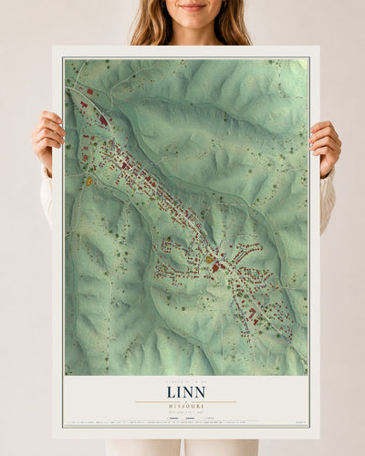 Map of Linn, Missouri, 24 x 36 inch unframed archival matte print