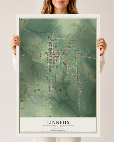 Map of Linneus, Missouri, 24 x 36 inch unframed archival matte print