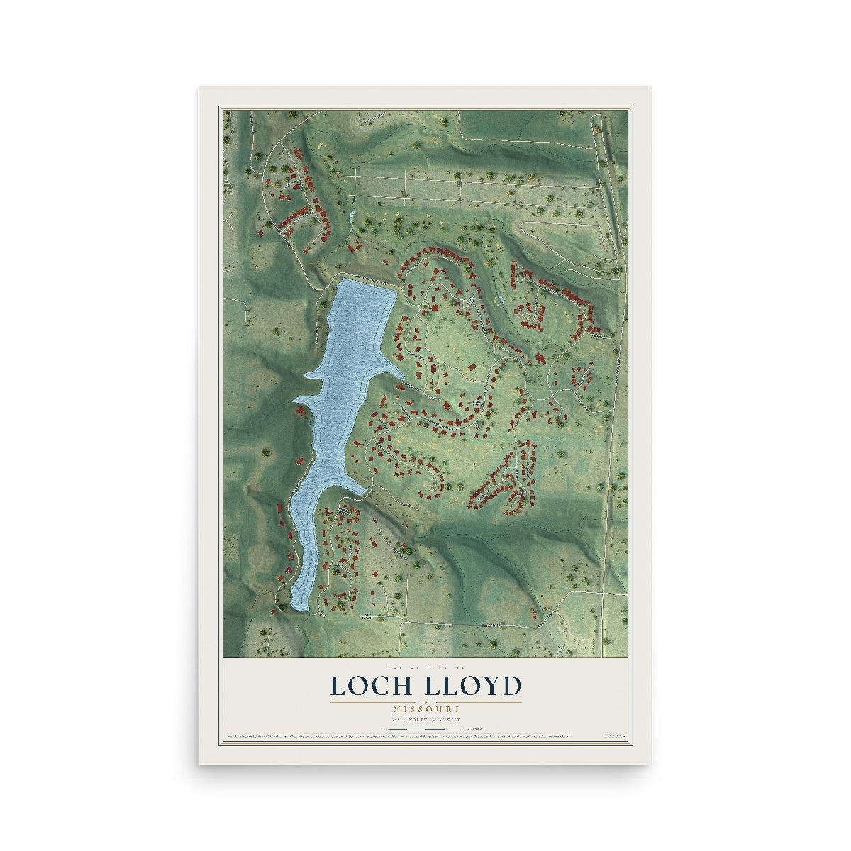 Map of Loch Lloyd, Missouri, 12 x 18 inch unframed archival matte print