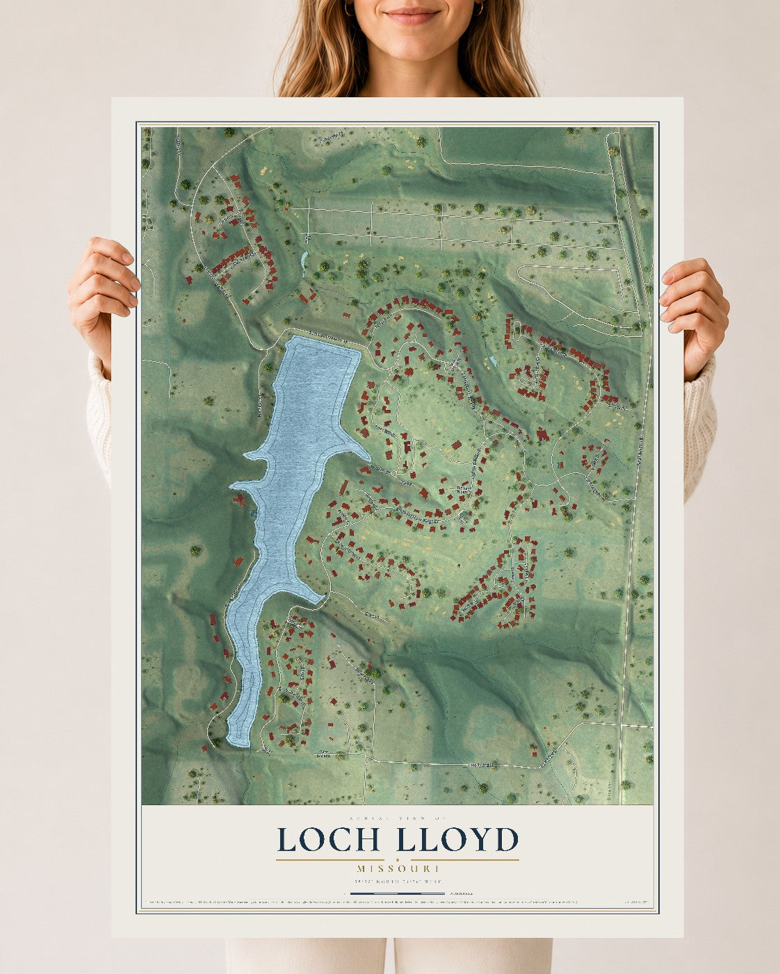 Map of Loch Lloyd, Missouri, 24 x 36 inch unframed archival matte print