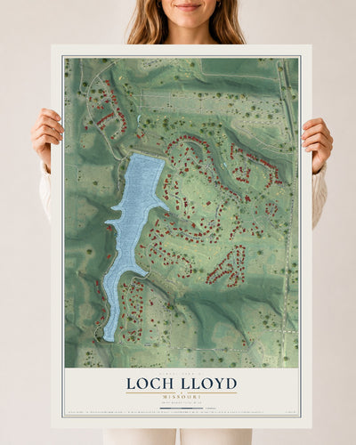 Map of Loch Lloyd, Missouri, 24 x 36 inch unframed archival matte print