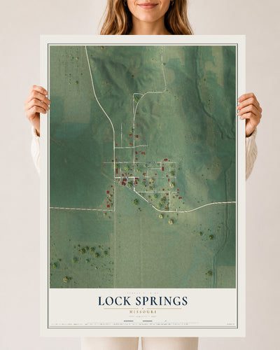 Map of Lock Springs, Missouri, 24 x 36 inch unframed archival matte print