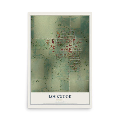 Map of Lockwood, Missouri, 12 x 18 inch unframed archival matte print