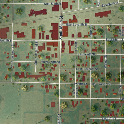 Close-up of the map of Lockwood, Missouri print showing street and building detail