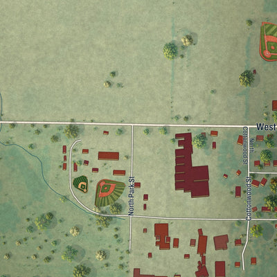 Second close-up of the map of Lockwood, Missouri print showing more streets and buildings