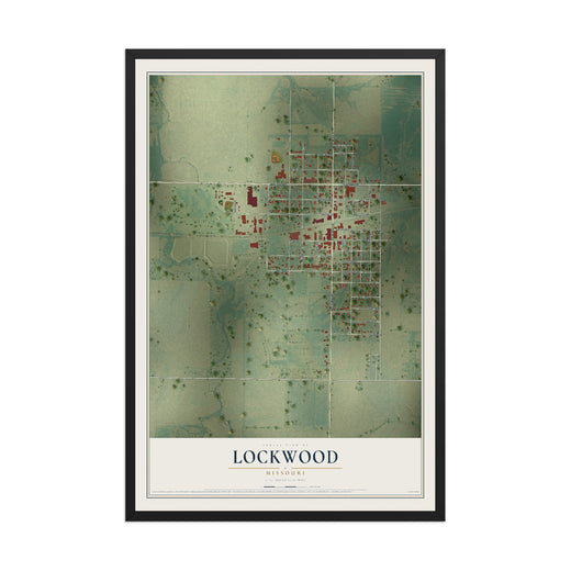 Map of Lockwood, Missouri, 12 x 18 inch print in a black wood frame