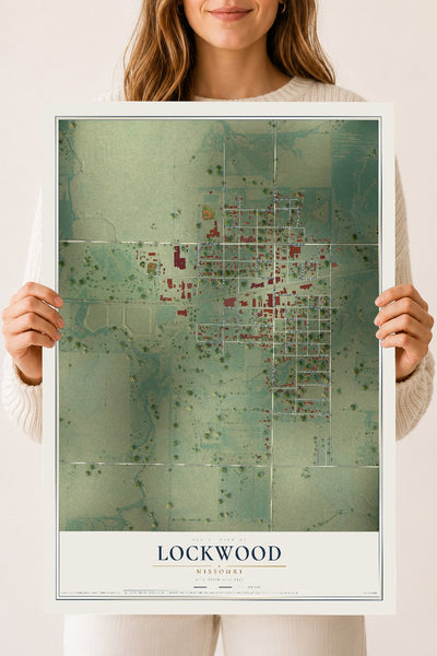 Map of Lockwood, Missouri, 18 x 24 inch unframed archival matte print