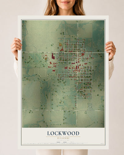 Map of Lockwood, Missouri, 24 x 36 inch unframed archival matte print