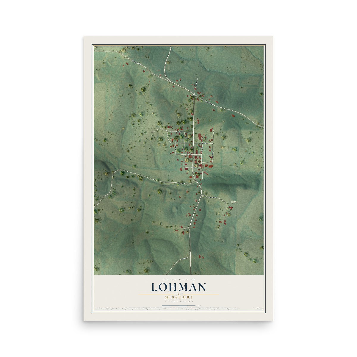 Map of Lohman, Missouri, 12 x 18 inch unframed archival matte print