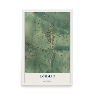 Map of Lohman, Missouri, 12 x 18 inch unframed archival matte print