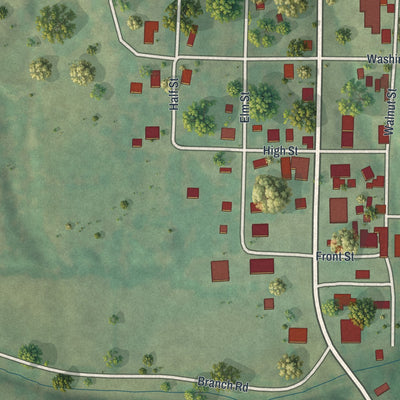 Close-up of the map of Lohman, Missouri print showing street and building detail