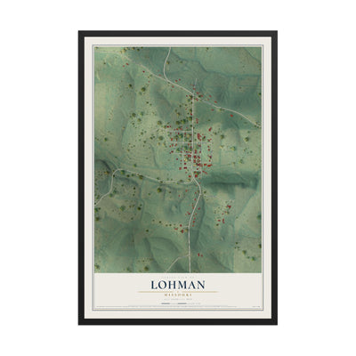 Map of Lohman, Missouri, 12 x 18 inch print in a black wood frame