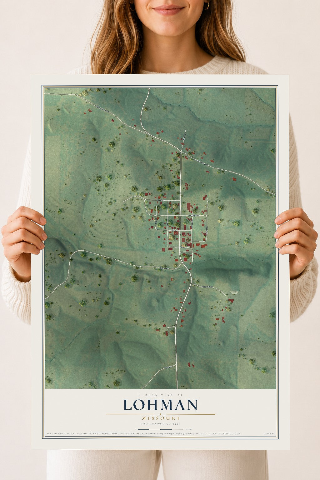 Map of Lohman, Missouri, 18 x 24 inch unframed archival matte print