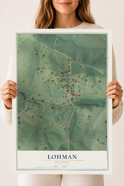 Map of Lohman, Missouri, 18 x 24 inch unframed archival matte print