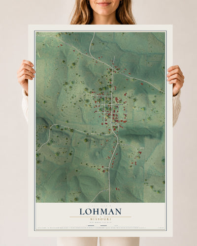 Map of Lohman, Missouri, 24 x 36 inch unframed archival matte print