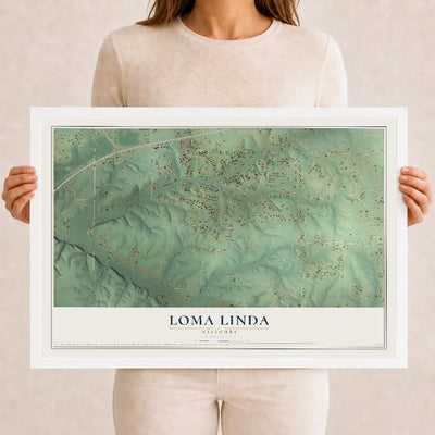 Map of Loma Linda, Missouri, 12 x 18 inch print in a white wood frame
