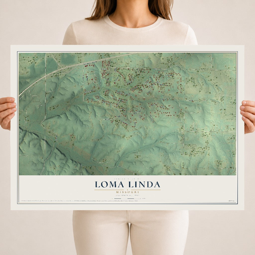 Map of Loma Linda, Missouri, 18 x 24 inch unframed archival matte print