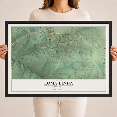 Map of Loma Linda, Missouri, 18 x 24 inch print in a black wood frame