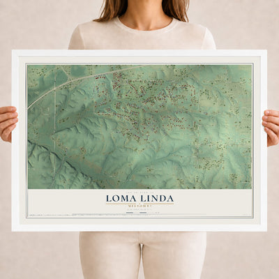Map of Loma Linda, Missouri, 18 x 24 inch print in a white wood frame