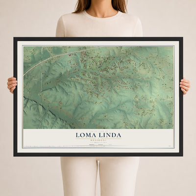 Map of Loma Linda, Missouri, 24 x 36 inch print in a black wood frame