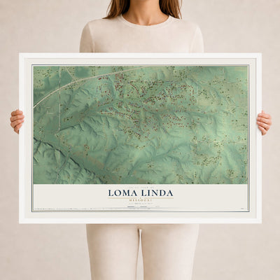 Map of Loma Linda, Missouri, 24 x 36 inch print in a white wood frame