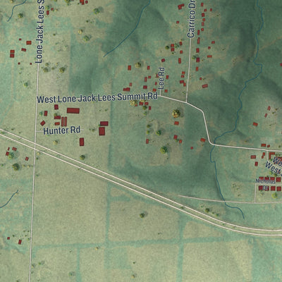 Second close-up of the map of Lone Jack, Missouri print showing more streets and buildings