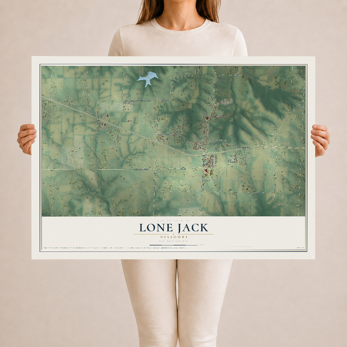 Map of Lone Jack, Missouri, 24 x 36 inch unframed archival matte print