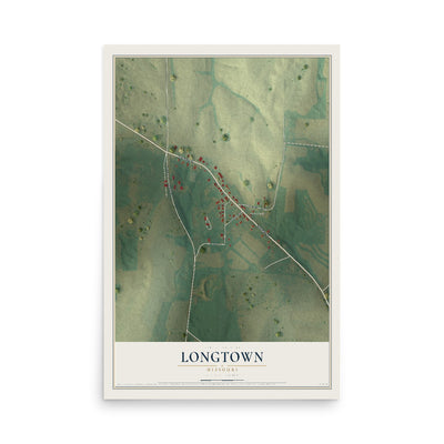 Map of Longtown, Missouri, 12 x 18 inch unframed archival matte print