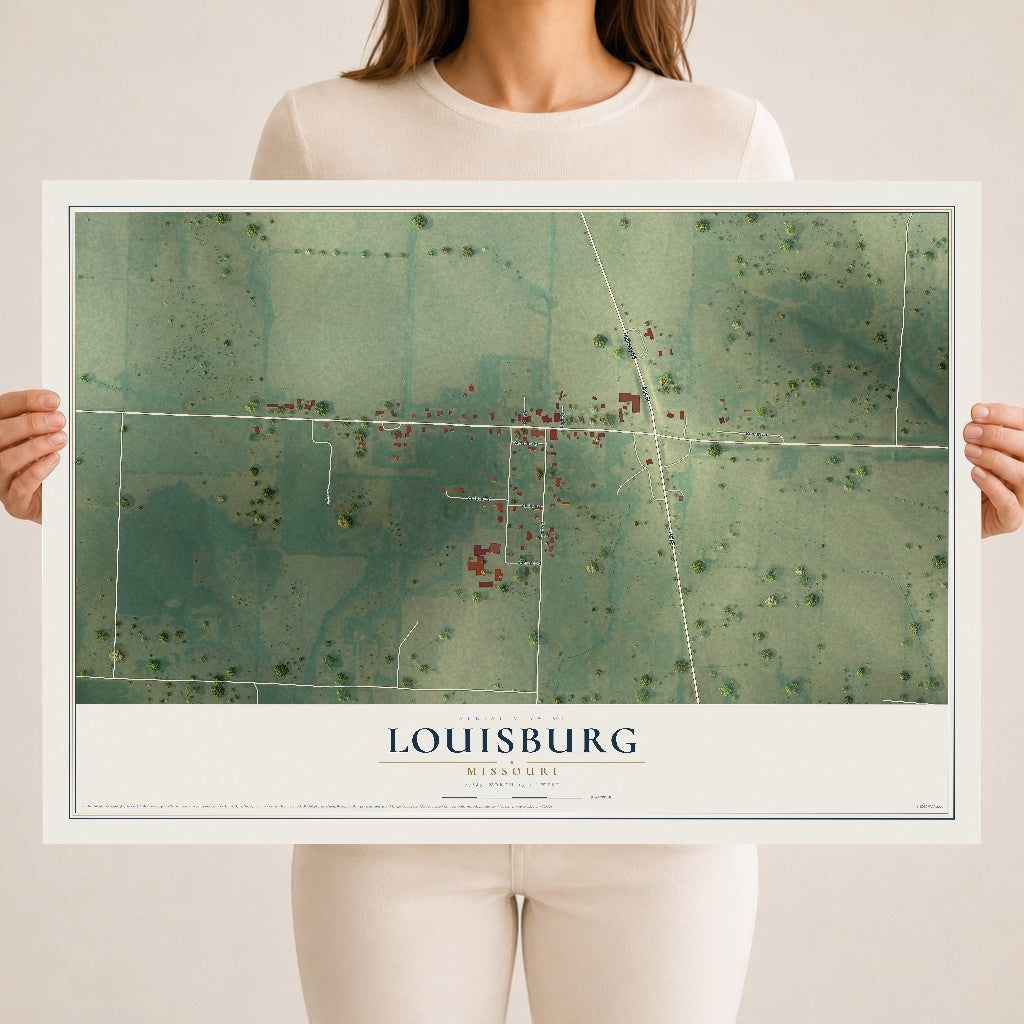 Map of Louisburg, Missouri, 18 x 24 inch unframed archival matte print