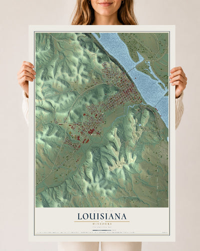 Map of Louisiana, Missouri, 24 x 36 inch unframed archival matte print