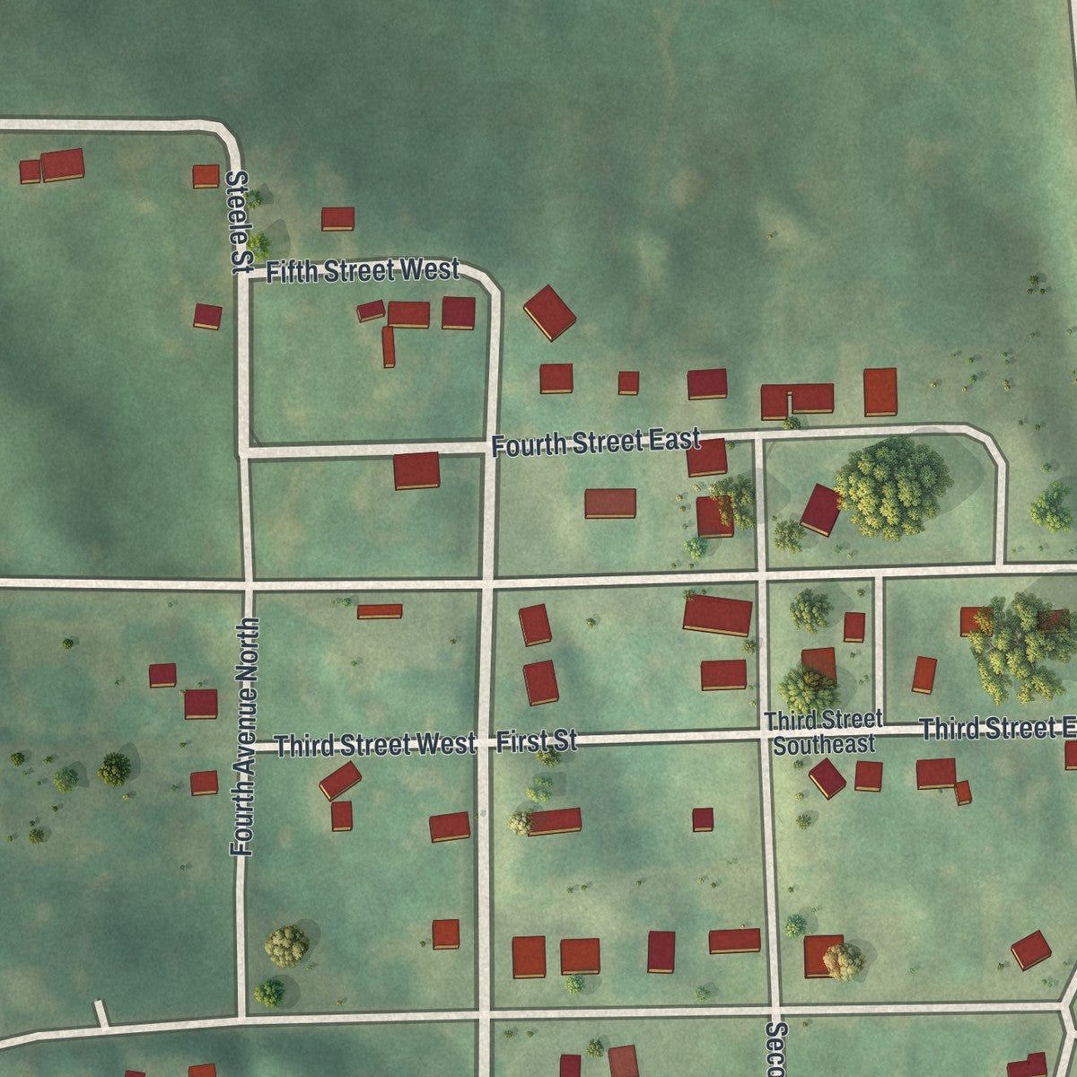 Close-up of the map of Lucerne, Missouri print showing street and building detail