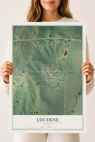 Map of Lucerne, Missouri, 18 x 24 inch unframed archival matte print