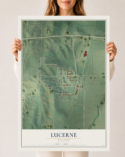 Map of Lucerne, Missouri, 24 x 36 inch unframed archival matte print