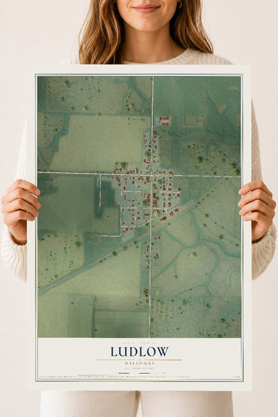 Map of Ludlow, Missouri, 18 x 24 inch unframed archival matte print