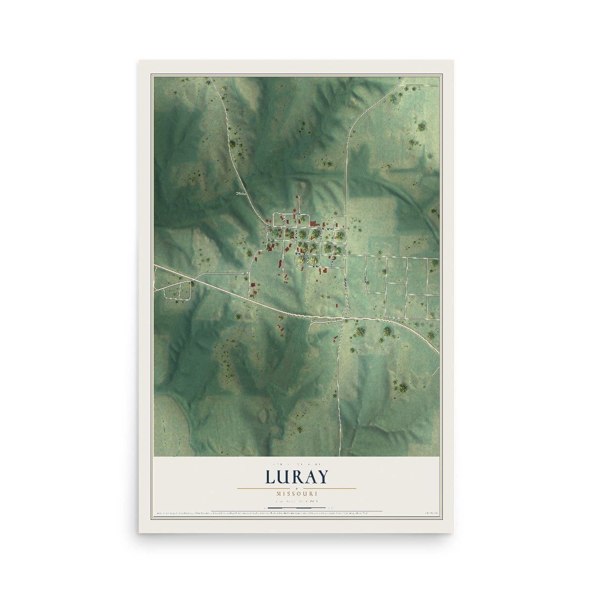 Map of Luray, Missouri, 12 x 18 inch unframed archival matte print